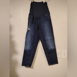 New Old Navy Maternity Boyfriend Skinny Cropped Stretch Denim Jeans Full Panel 6